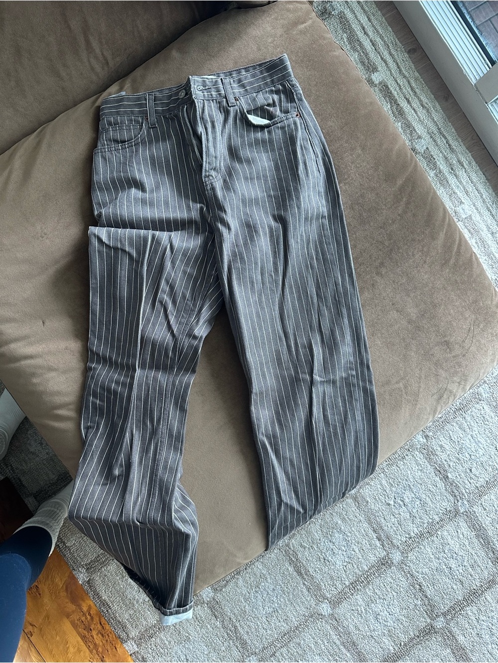 Reformation Charcoal Pinstripe Jeans